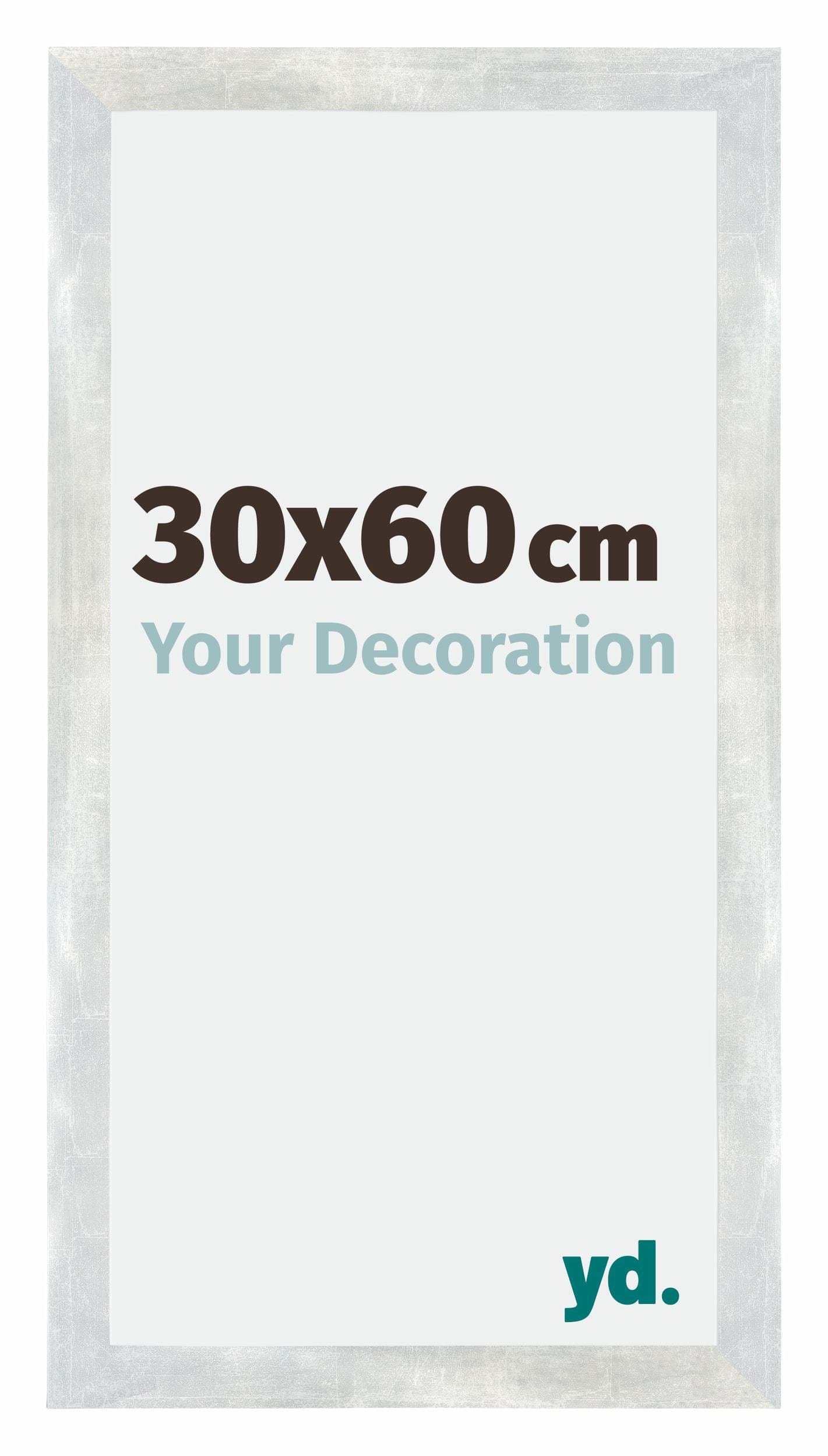 Mura MDF Photo Frame 30x60cm Silver Glossy Vintage Front Size | Yourdecoration.com