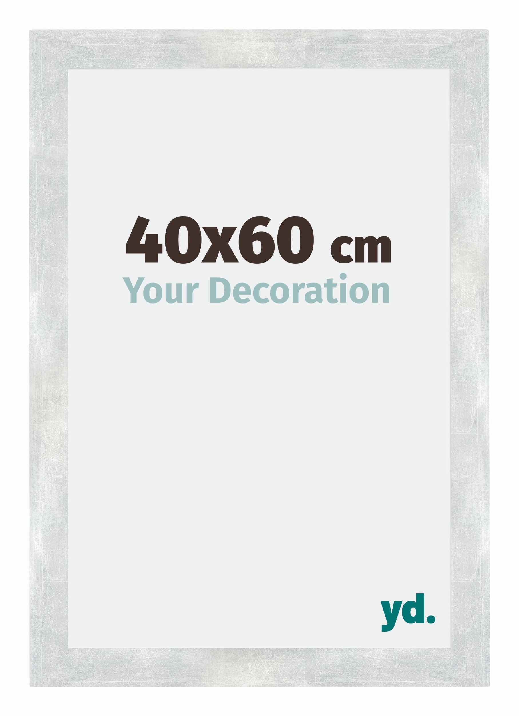 Mura MDF Photo Frame 40x60cm Silver Glossy Vintage Front Size | Yourdecoration.com