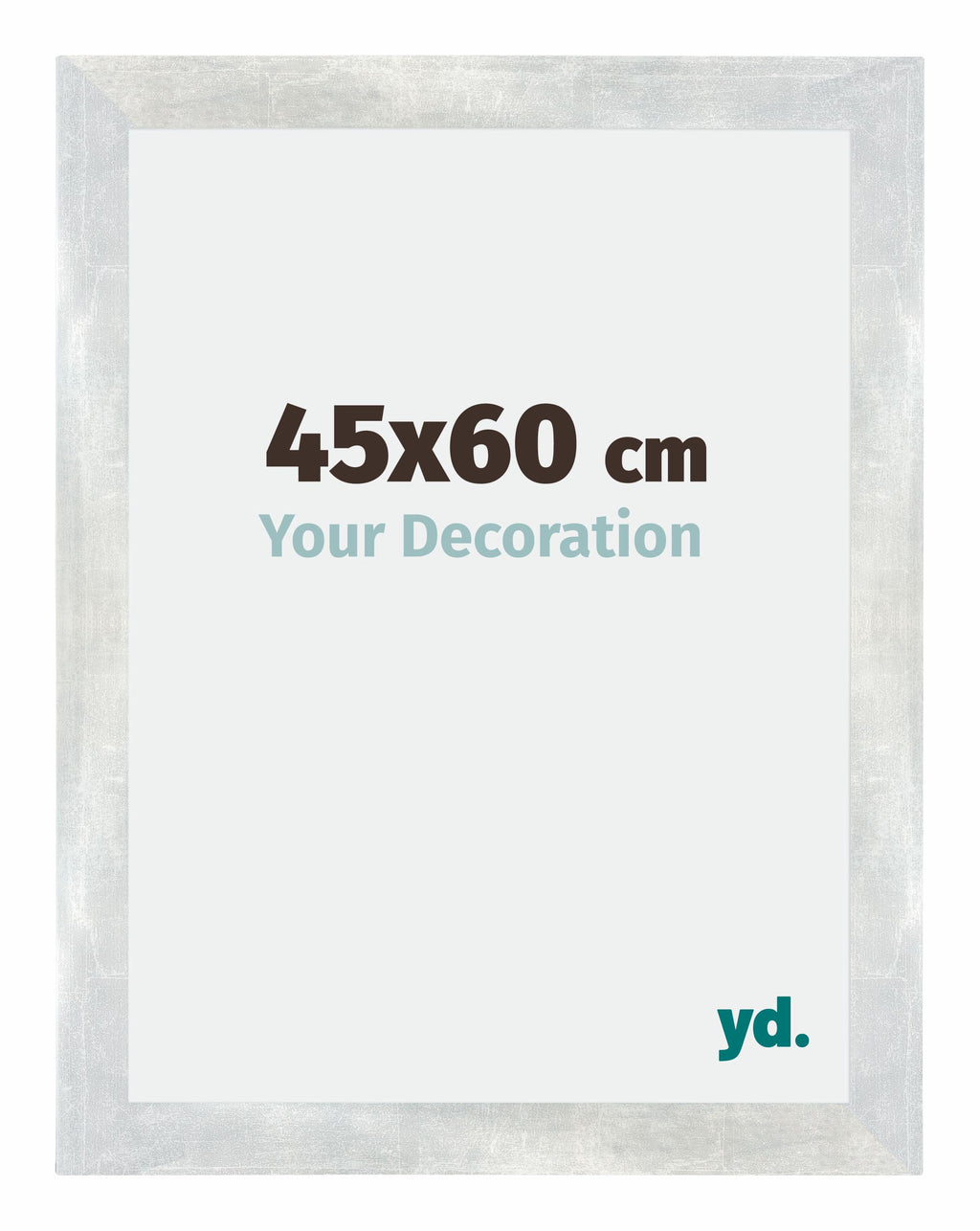 Mura MDF Photo Frame 45x60cm Silver Glossy Vintage Front Size | Yourdecoration.com