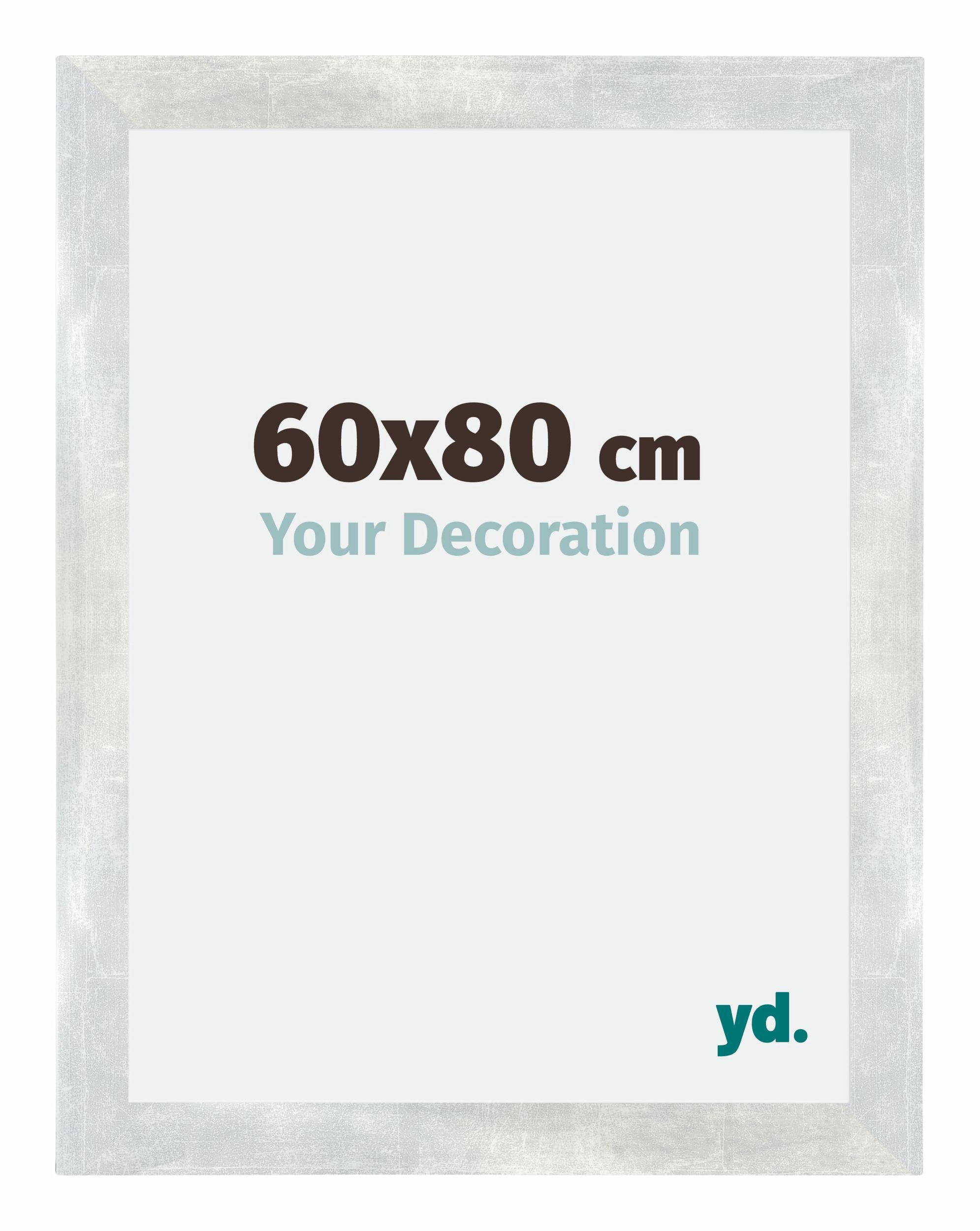 Mura MDF Photo Frame 60x80cm Silver Glossy Vintage Front Size | Yourdecoration.com