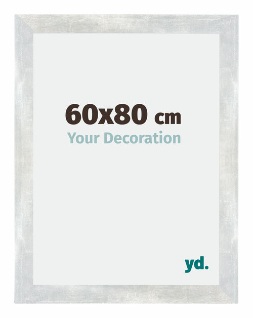 Mura MDF Photo Frame 60x80cm Silver Glossy Vintage Front Size | Yourdecoration.com