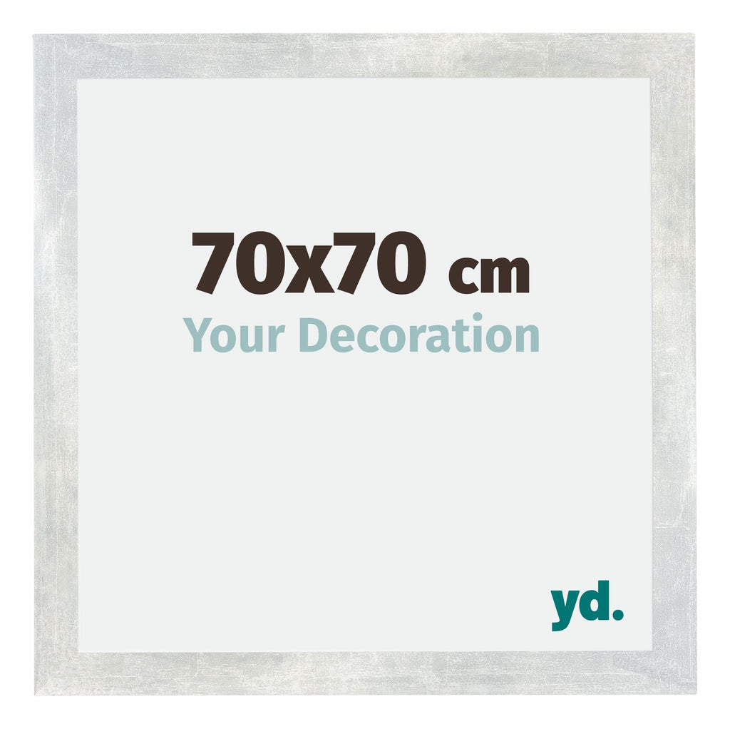 Mura MDF Photo Frame 70x70cm Silver Glossy Vintage Front Size | Yourdecoration.com