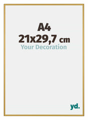 New York Aluminium Photo Frame 21x29 7cm A4 Gold Shiny Front Size | Yourdecoration.com