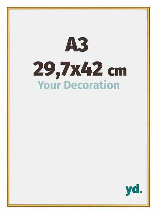 New York Aluminium Photo Frame 29 7x42cm A3 Gold Shiny Front Size | Yourdecoration.com
