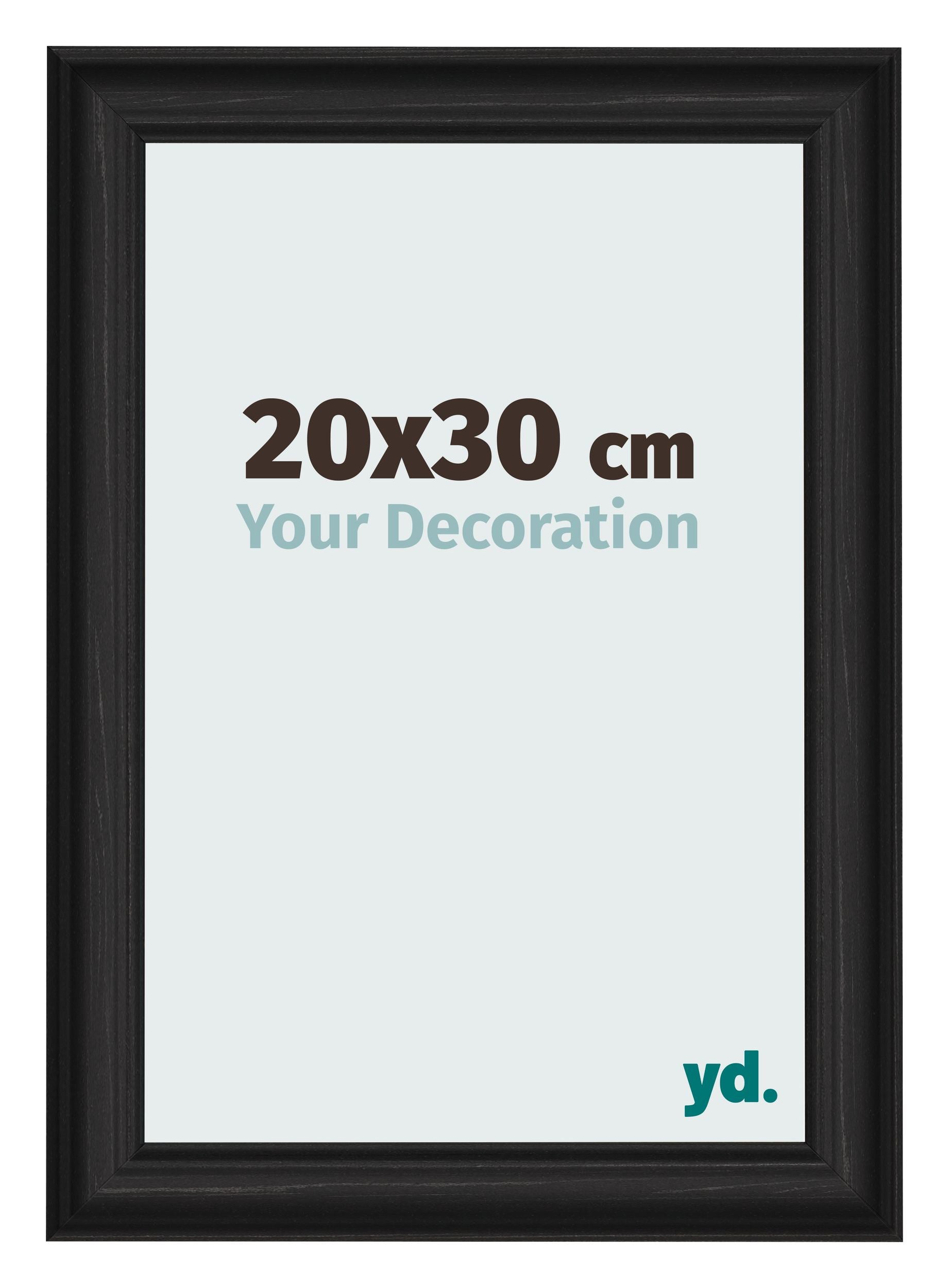 Photo Frame 20x30cm Black Woodgrain MDF Lazio Front Size | Yourdecoration.com