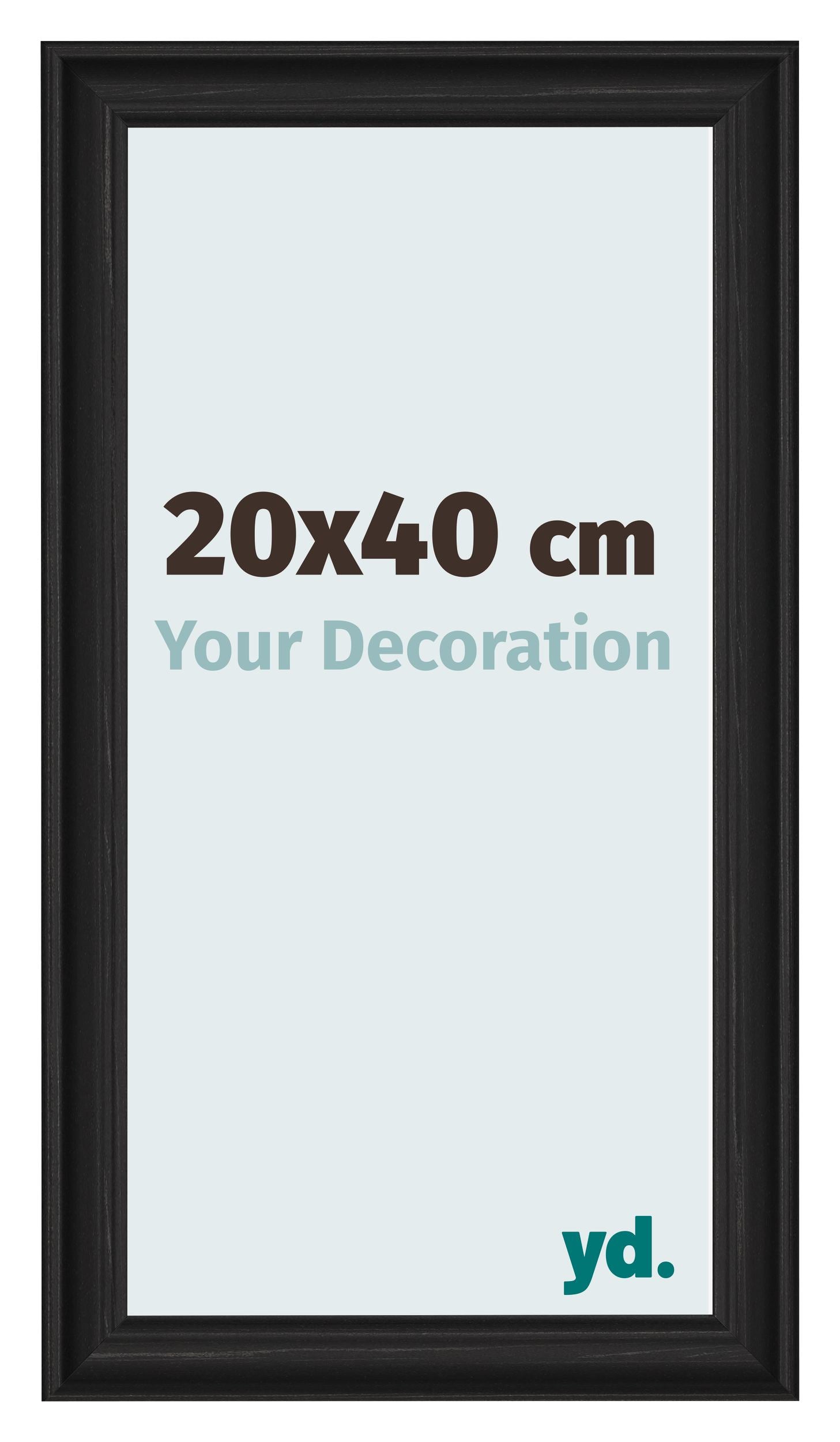 Photo Frame 20x40cm Black Woodgrain MDF Lazio Front Size | Yourdecoration.com