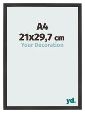 Photo Frame 21x29 7 cm A4 Black Matte MDF Bologna Front Size | Yourdecoration.com