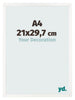 Photo Frame 21x29 7 cm A4 White High Gloss MDF Bologna Front Size | Yourdecoration.com