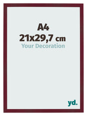Photo Frame 21x29 7 cm A4 Wine Red Swept MDF Bologna Front Size | Yourdecoration.com