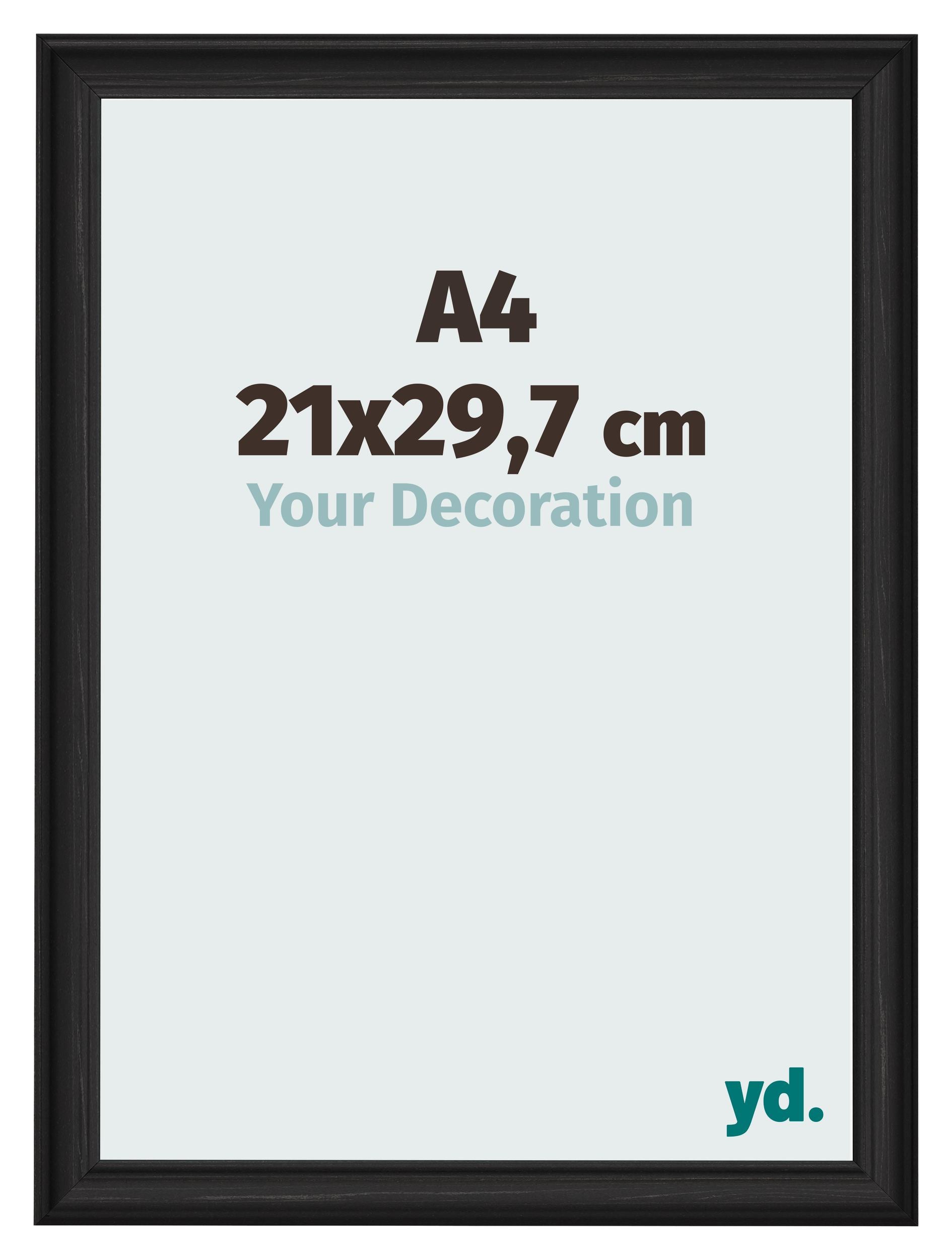 Photo Frame 21x29 7cm A4 Black Woodgrain MDF Lazio Front Size | Yourdecoration.com