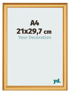 Photo Frame 21x29 7cm A4 Gold Matte MDF Lazio Front Size | Yourdecoration.com
