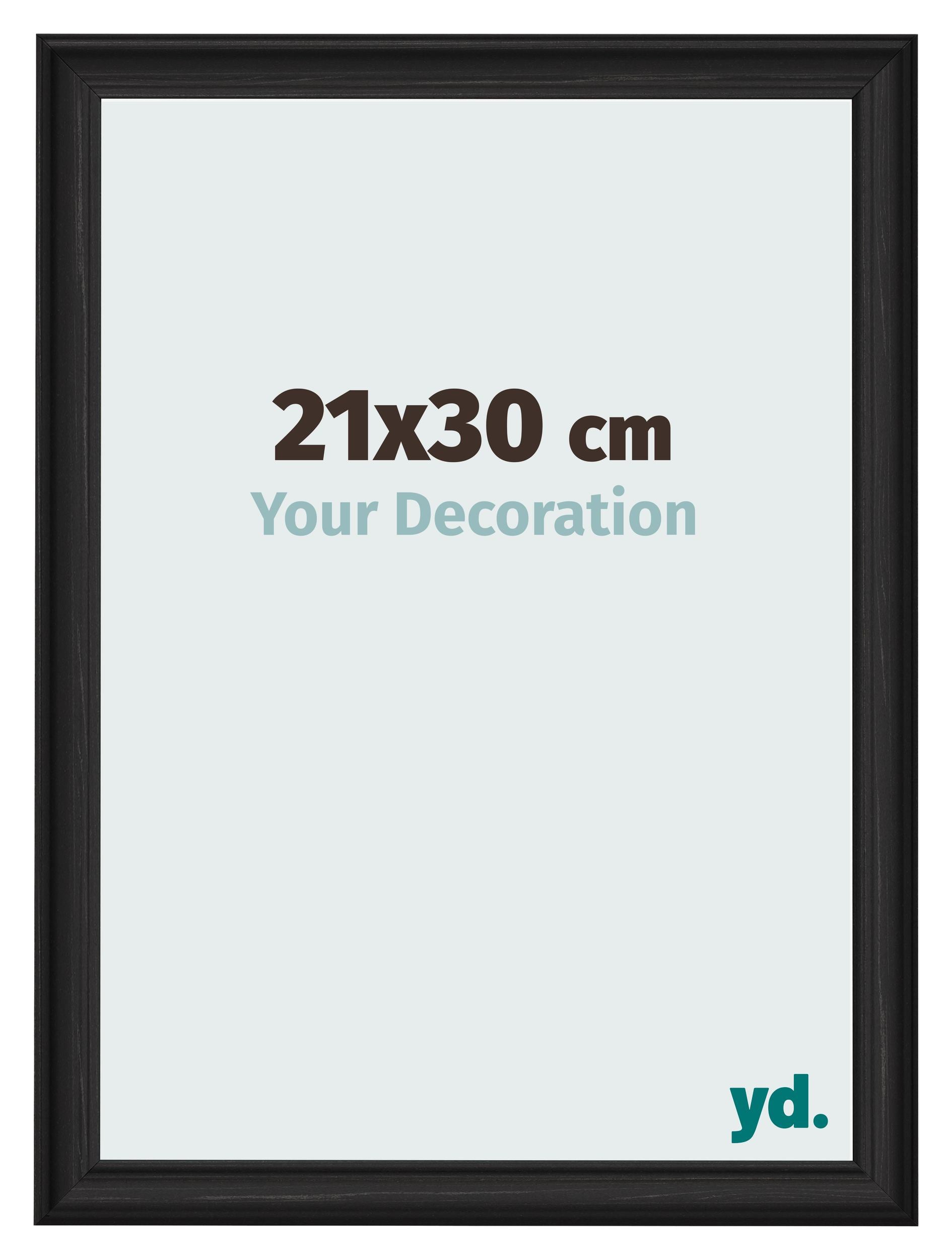 Photo Frame 21x30cm Black Woodgrain MDF Lazio Front Size | Yourdecoration.com