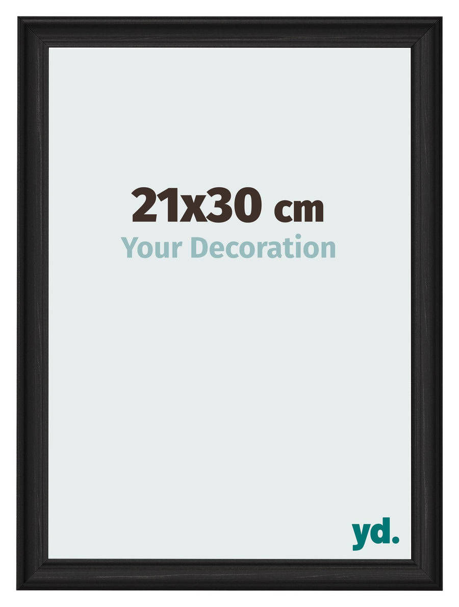 Photo Frame 21x30cm Black Woodgrain MDF Lazio Front Size | Yourdecoration.com