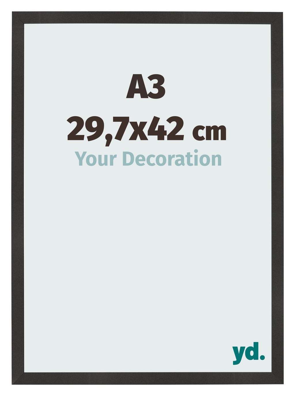 Photo Frame 29 7x42 cm A3 Black Matte MDF Bologna Front Size | Yourdecoration.com