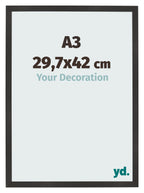 Photo Frame 29 7x42 cm A3 Black Matte MDF Bologna Front Size | Yourdecoration.com