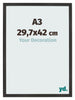 Photo Frame 29 7x42 cm A3 Black Matte MDF Bologna Front Size | Yourdecoration.com