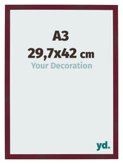 Photo Frame 29 7x42 cm A3 Wine Red Swept MDF Bologna Front Size | Yourdecoration.com
