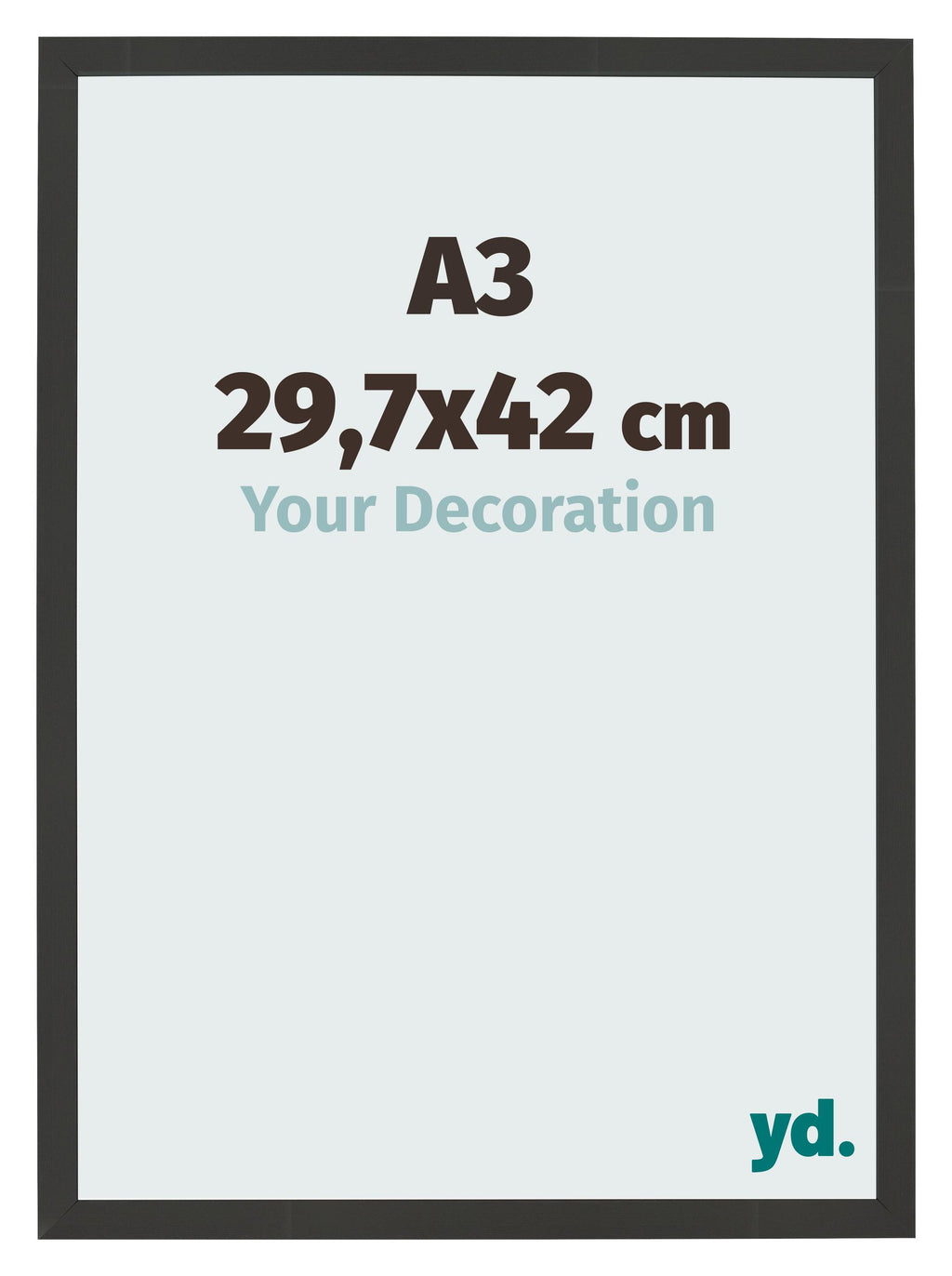 Photo Frame 29 7x42cm A3 Black Woodgrain MDF Bologna Front Size | Yourdecoration.com