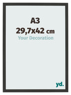 Photo Frame 29 7x42cm A3 Black Woodgrain MDF Bologna Front Size | Yourdecoration.com