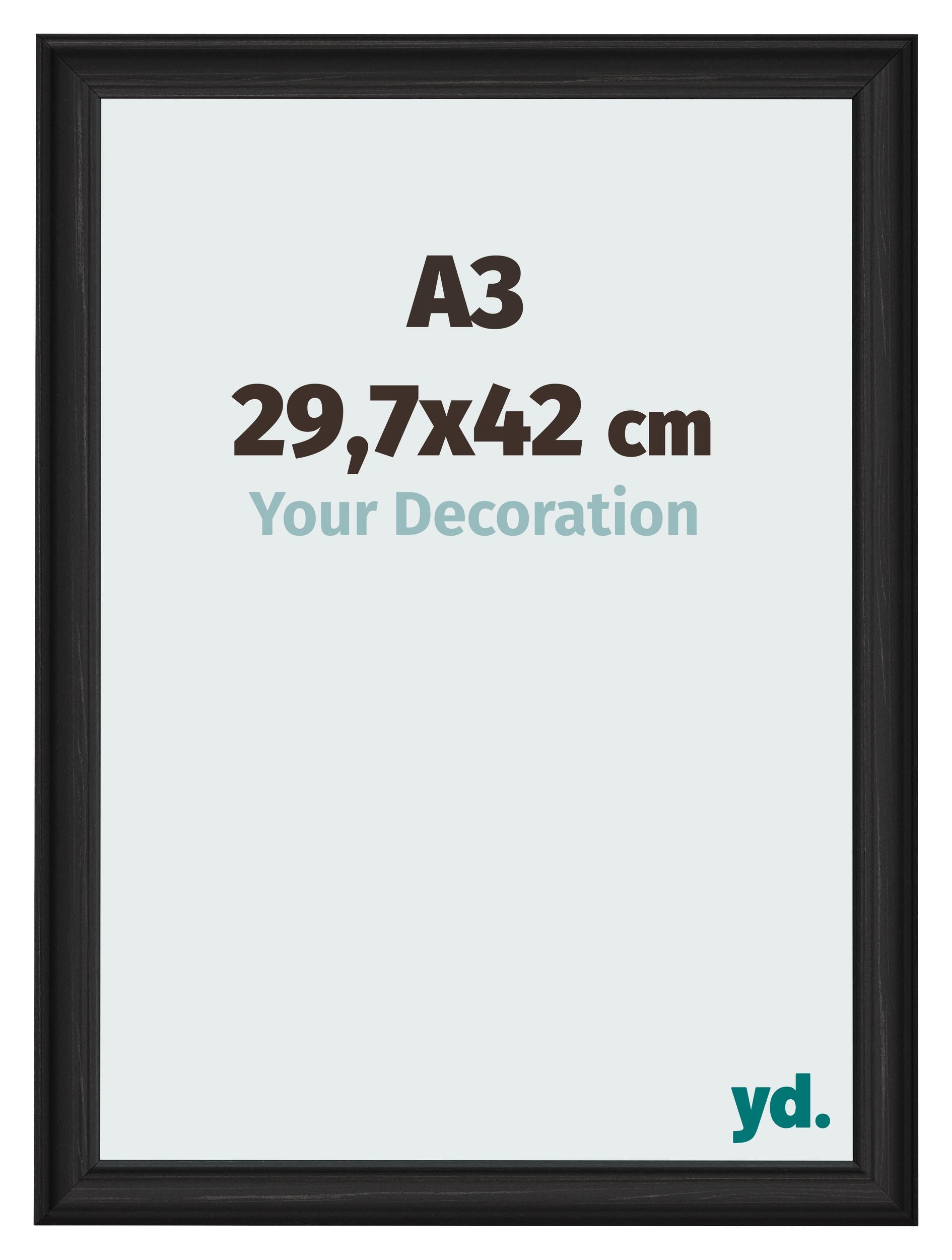 Photo Frame 29 7x42cm A3 Black Woodgrain MDF Lazio Front Size | Yourdecoration.com