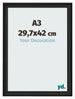Photo Frame 29 7x42cm A3 Black Woodgrain MDF Lazio Front Size | Yourdecoration.com