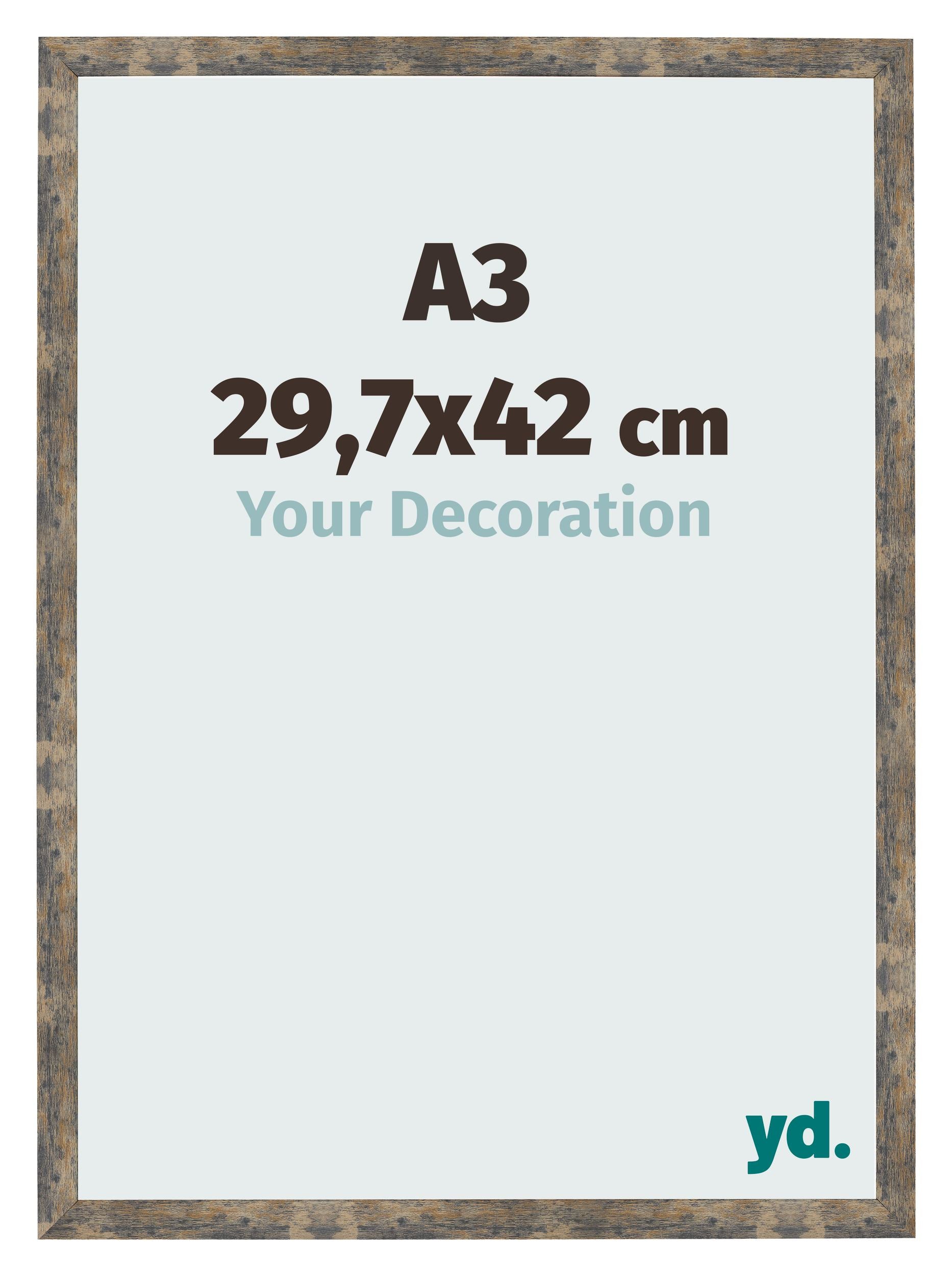Photo Frame 29 7x42cm A3 Blue Gold Melange MDF Bologna Front Size | Yourdecoration.com