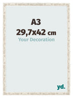 Photo Frame 29 7x42cm A3 White Vintage MDF Bologna Front Size | Yourdecoration.com