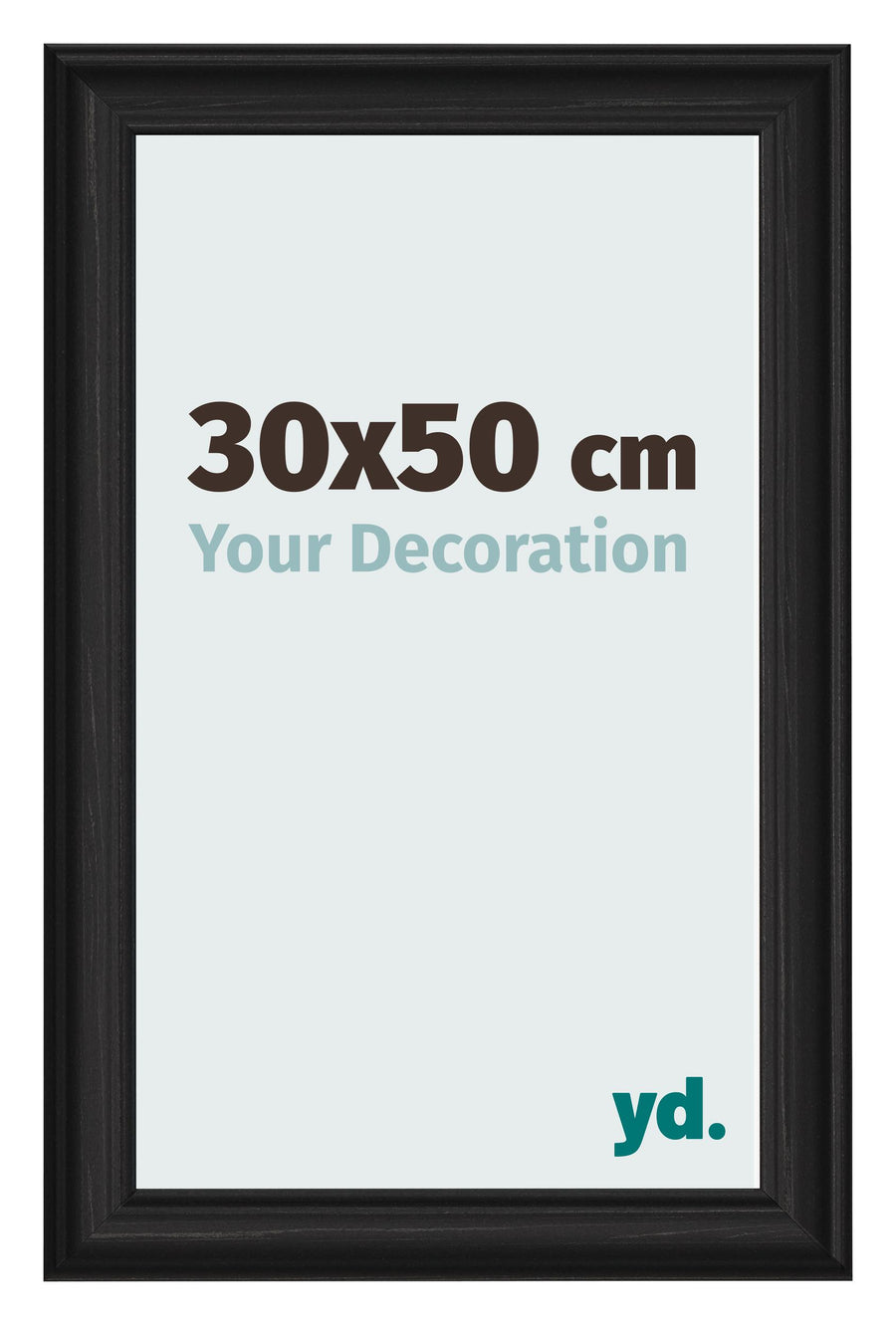 Photo Frame 30x50cm Black Woodgrain MDF Lazio Front Size | Yourdecoration.com
