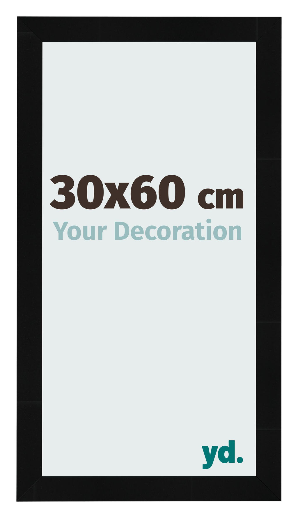 Photo Frame 30x60cm Black Silver Polished MDF Pisa Front Size | Yourdecoration.com
