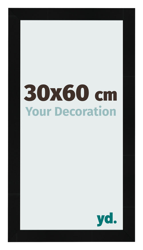 Photo Frame 30x60cm Black Silver Polished MDF Pisa Front Size | Yourdecoration.com
