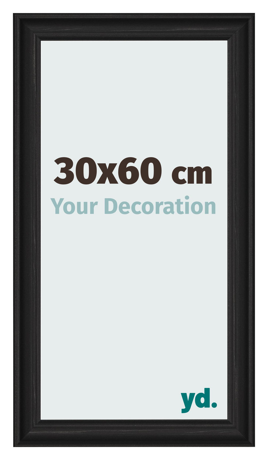 Photo Frame 30x60cm Black Woodgrain MDF Lazio Front Size | Yourdecoration.com