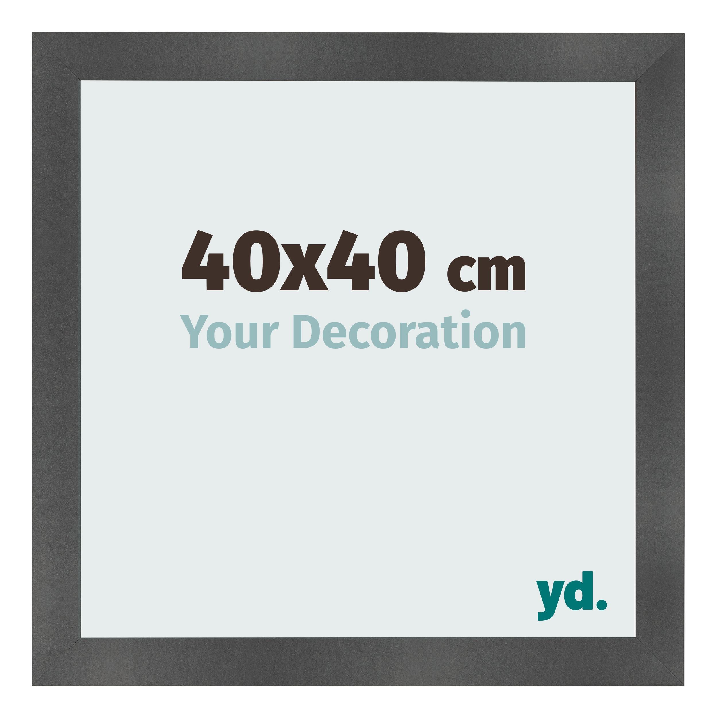 Photo Frame 40x40cm Black Silver Polished MDF Pisa Front Size | Yourdecoration.com
