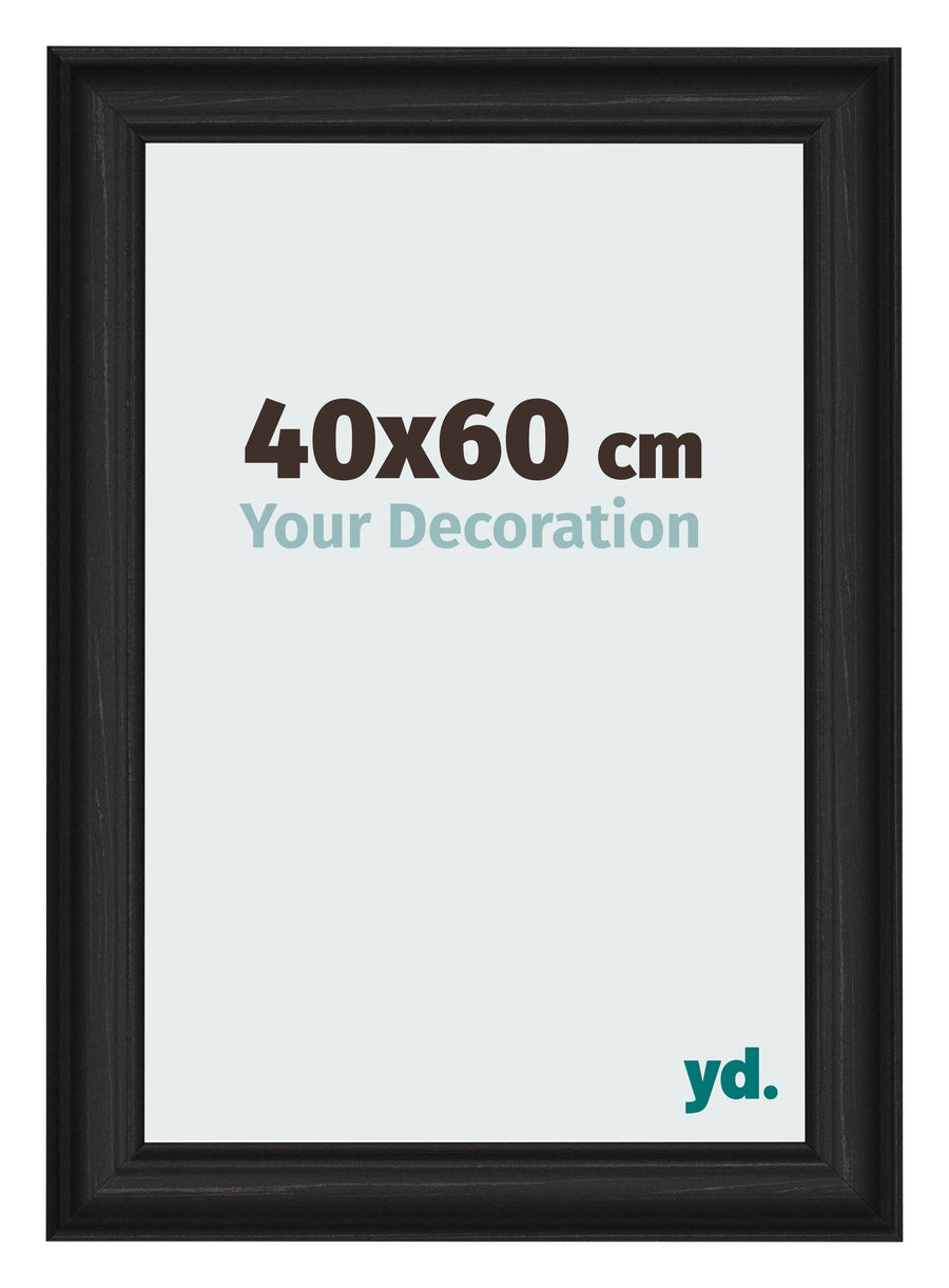 Photo Frame 40x60cm Black Woodgrain MDF Lazio Front Size | Yourdecoration.com