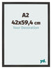 Photo Frame 42x59 4 cm A2 Black Matte MDF Bologna Front Size | Yourdecoration.com