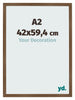 Photo Frame 42x59 4 cm A2 Oak Rustic MDF Bologna Front Size | Yourdecoration.com