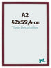 Photo Frame 42x59 4 cm A2 Wine Red Swept MDF Bologna Front Size | Yourdecoration.com