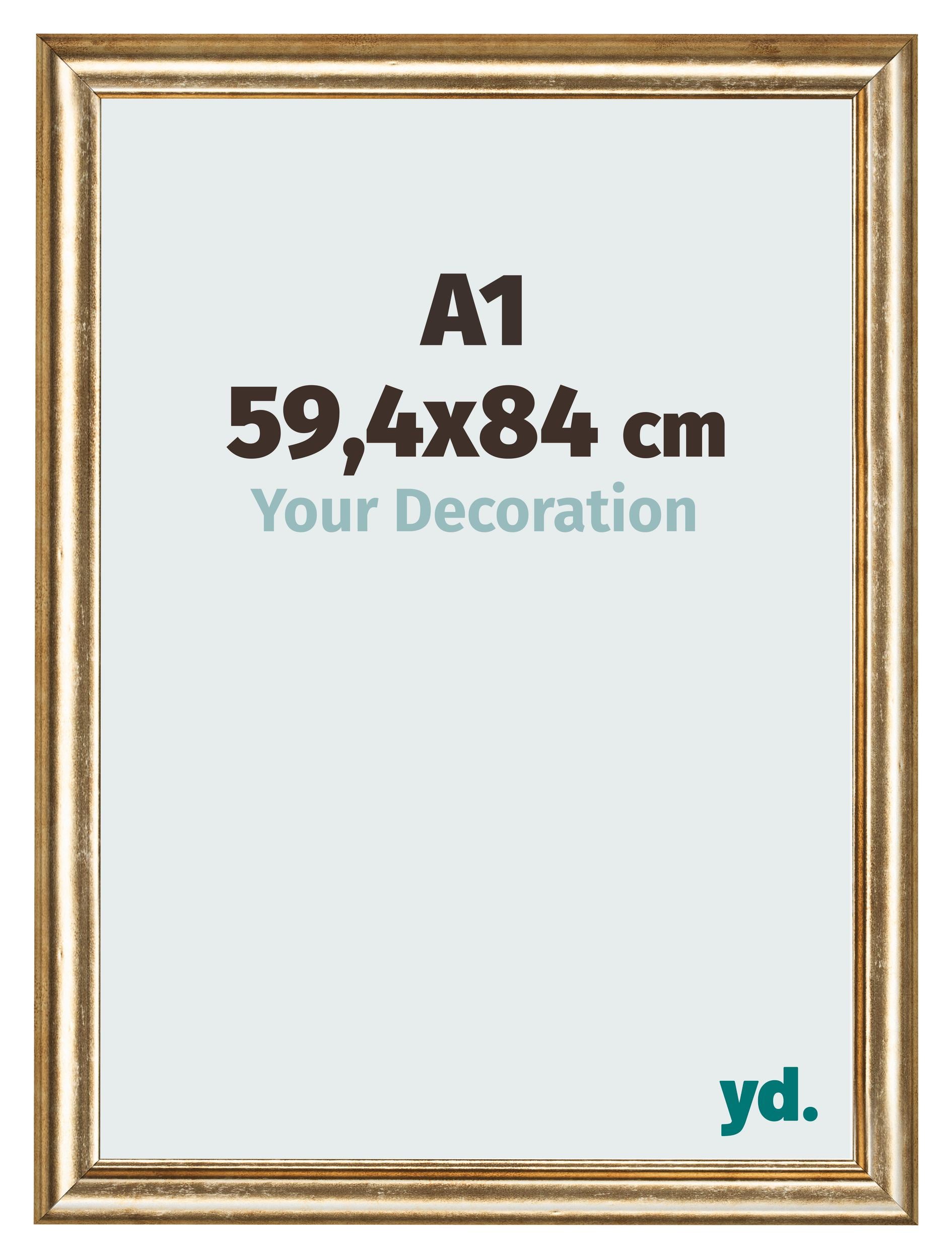 Photo Frame 59 4x84cm A1 Gold Antique MDF Lazio Front Size | Yourdecoration.com