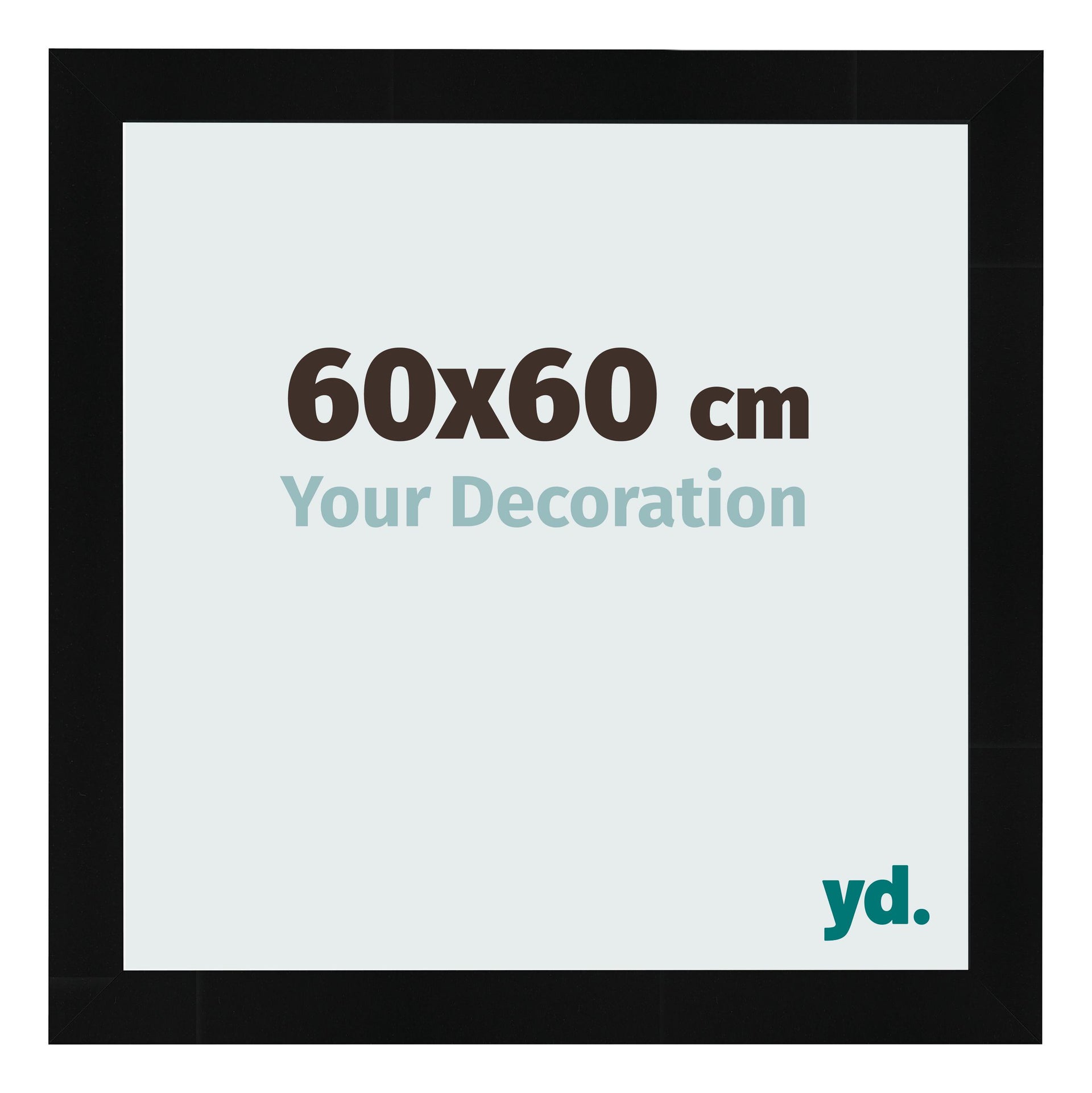 Photo Frame 60x60cm Black Silver Polished MDF Pisa Front Size | Yourdecoration.com