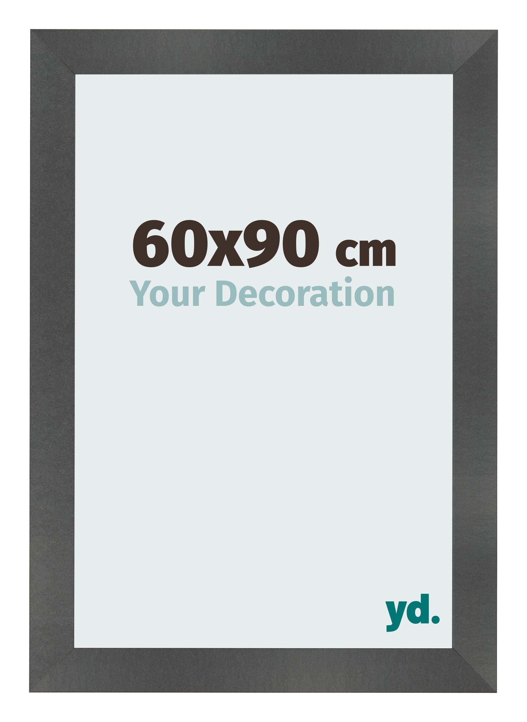 Photo Frame 60x90cm Black Silver Polished MDF Pisa Front Size | Yourdecoration.com