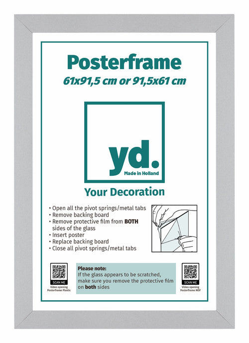 Poster Frame 61x91,5cm Silver MDF Front Insert Sheet | Yourdecoration.com