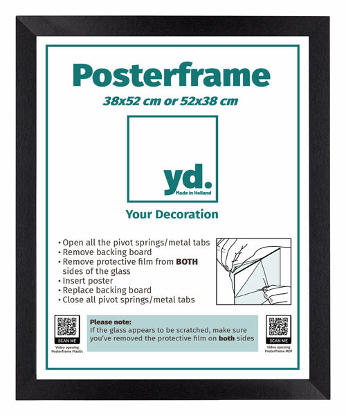 Poster Frame MDF 38x52cm Black Mat Front Size | Yourdecoration.com