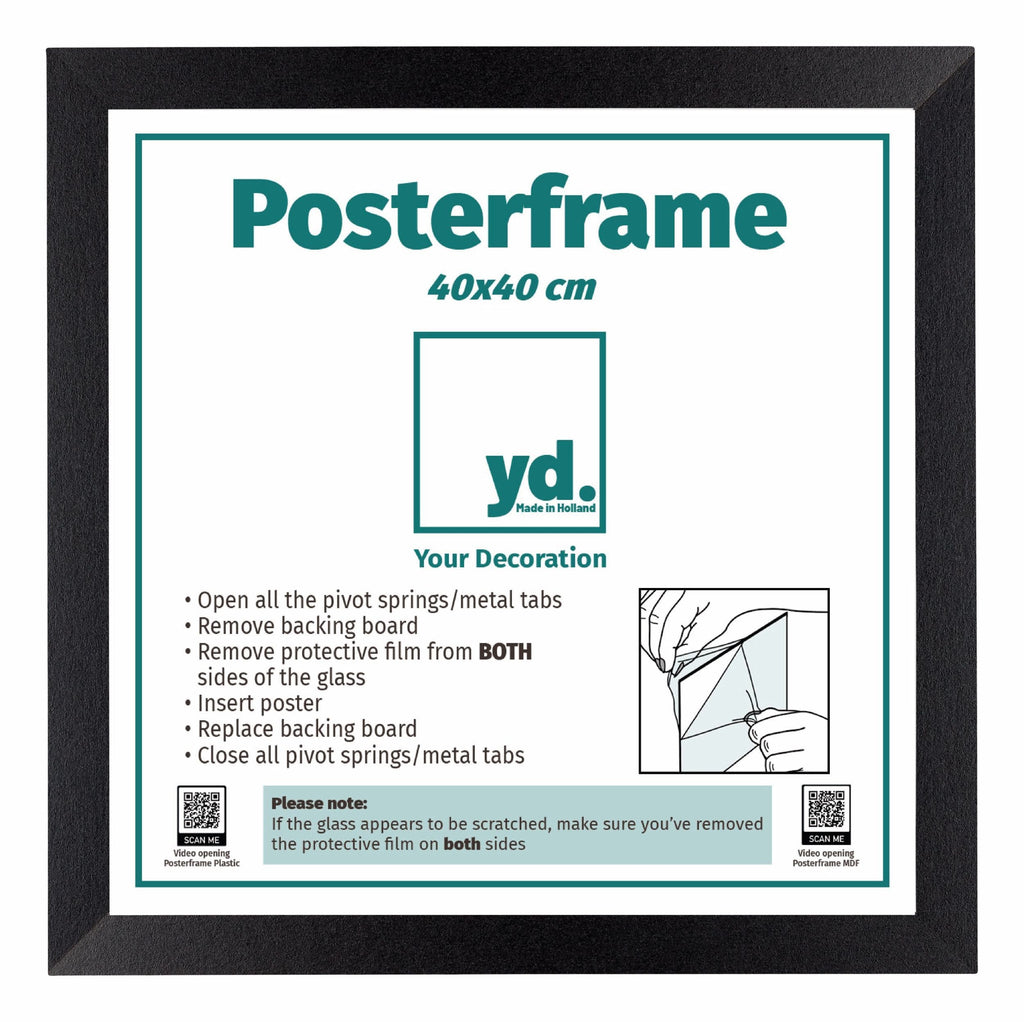 Poster Frame MDF 40x40cm Black Mat Front Size | Yourdecoration.com