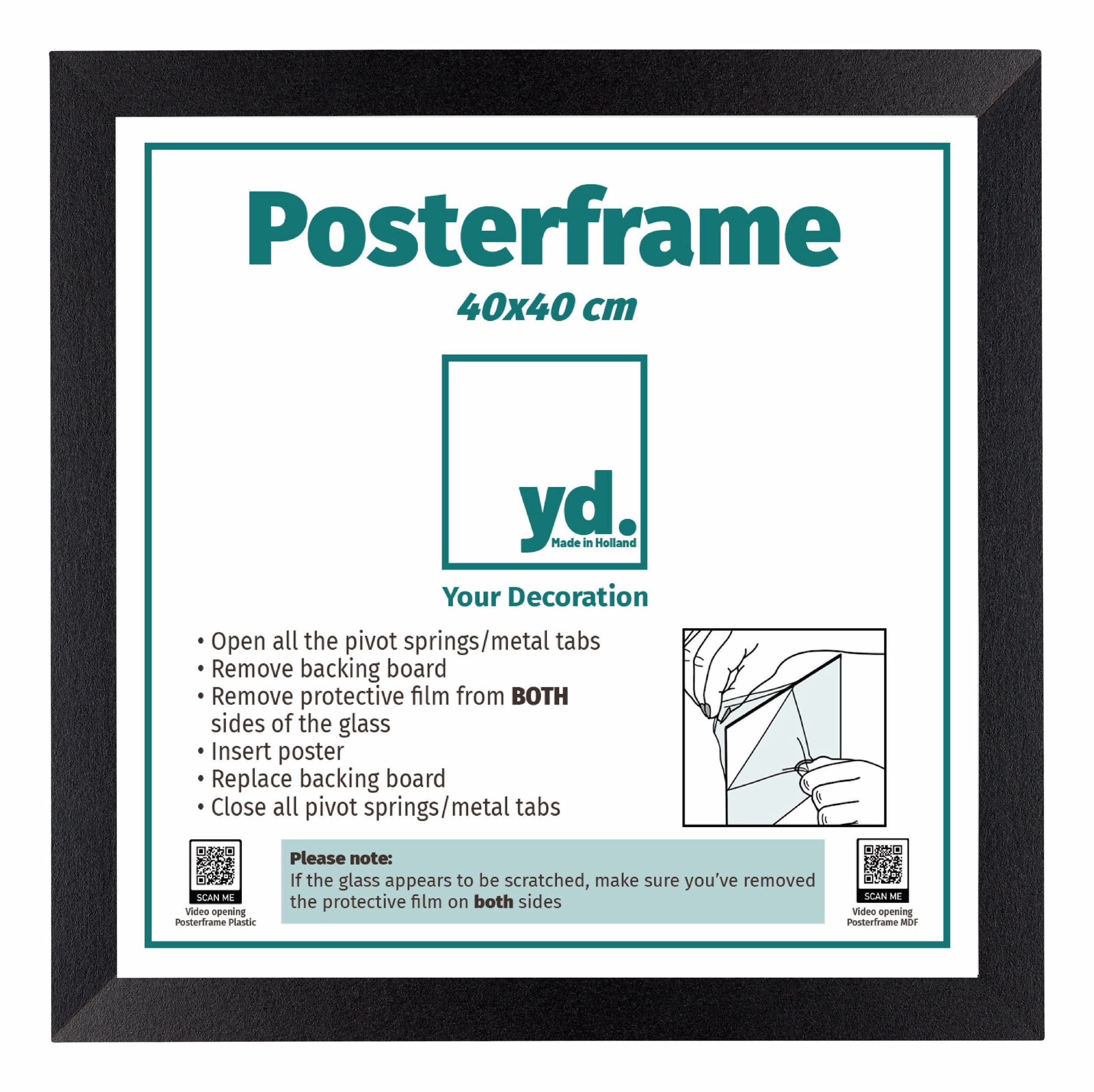 Poster Frame MDF 40x40cm Black Mat Front Size | Yourdecoration.com