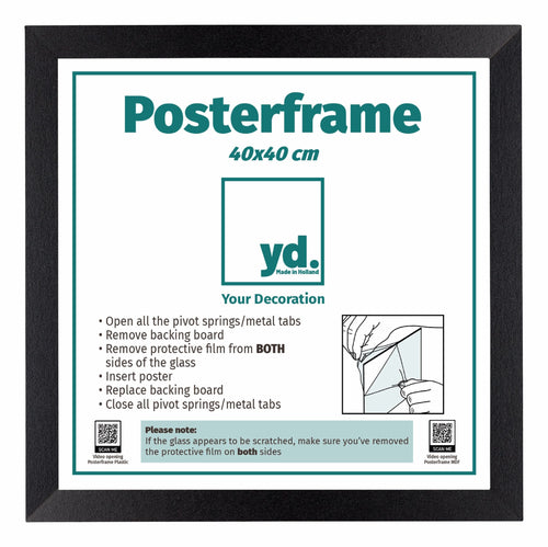 Poster Frame MDF 40x40cm Black Mat Front Size | Yourdecoration.com