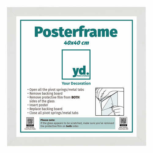 Poster Frame MDF 40x40cm White Mat Front Size | Yourdecoration.com