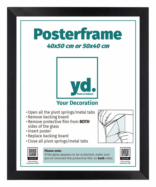 Poster Frame MDF 40x50cm Black Mat Front Size | Yourdecoration.com