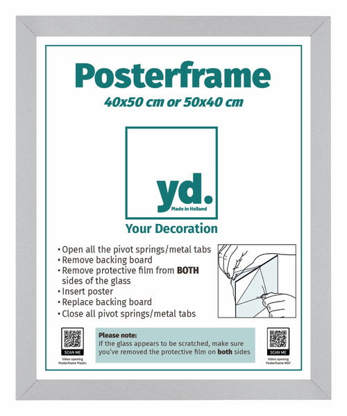 Poster Frame MDF 40x50cm Mat Silver Front Size | Yourdecoration.com