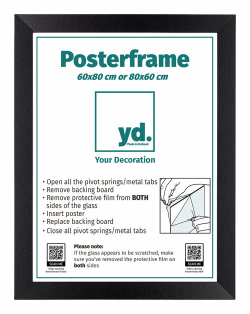 Poster Frame MDF 60x80 Black Mat Front Size | Yourdecoration.com