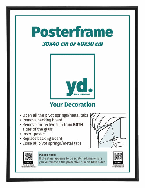 Poster Frame Plastic 30x40cm Black Mat Front Size | Yourdecoration.com