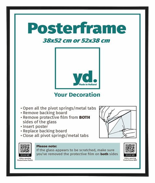 Poster Frame Plastic 38x52cm Black Mat Front Size | Yourdecoration.com